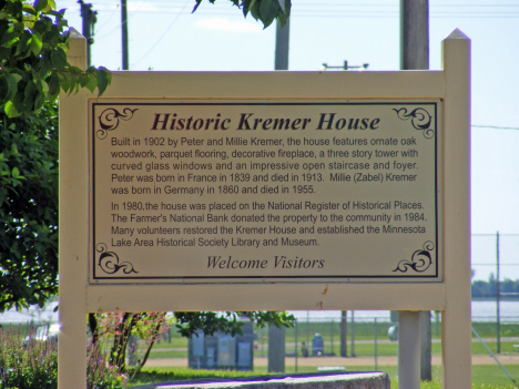 Welcome sign, Historic Kremer House, Minnesota Lake Minnesota, 2014