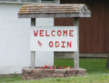 Welcome sign, Odin Minnesota
