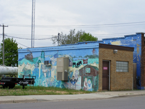Mural on Frontier Communications building, Odin Minnesota, 2014
