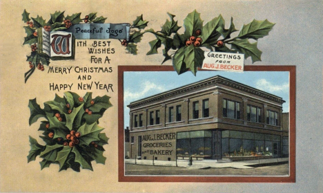 Becker Grocery Christmas Card, Red Wing Minnesota, 1915