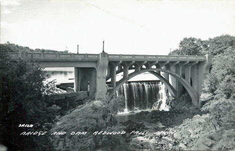 Bridge and dam, Redwood Falls Minnesota, 1960's