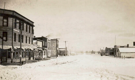 Winter Scene, Main Street, Remer Minnesota, 1920's