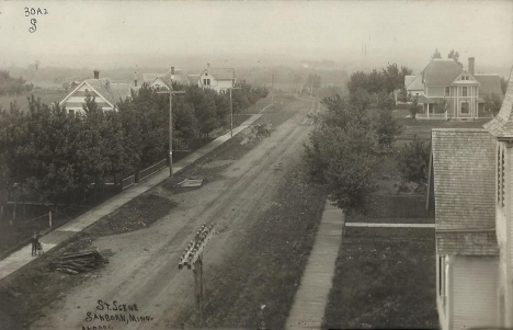 Street scene, Sanborn Minnesota, 1909