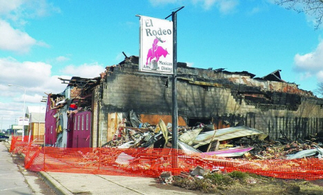 El Rodeo Restaurant after being detroyed by fire, Trimont Minnesota, 2013