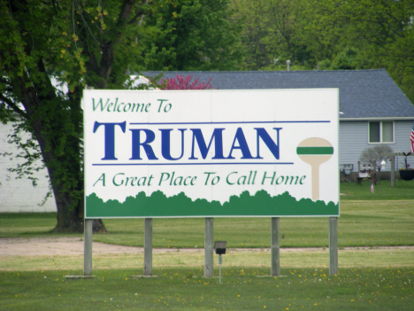 Welcome sign, Truman Minnesota, 2014