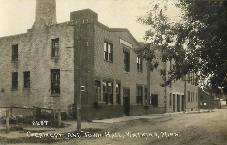 Creamery and Town Hall, Watkins Minnesota, 1910's