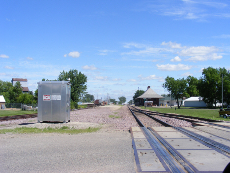 Railroad tracks and old depot (now museum), Wells Minnesota, 2014