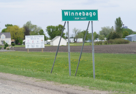 Population sign, Winnebago Minnesota, 2014