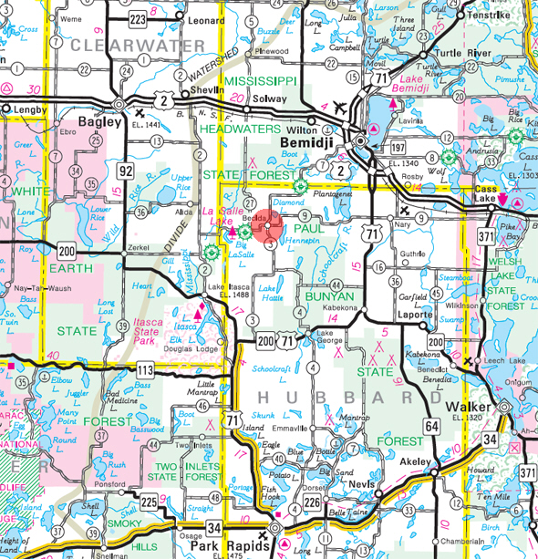 Minnesota State Highway Map of the Becida Minnesota area
