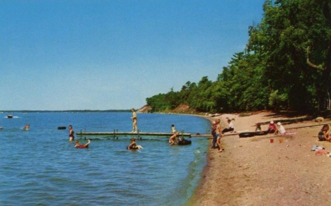 Beach Scene at Lake Bemidji State Park, Bemidji Minnesota, 1956