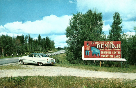 Billboard on US Highway 71 near Bemidji Minnesota, 1954