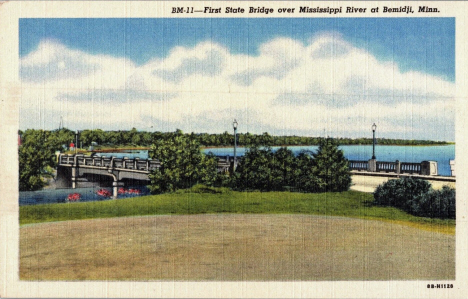 First State Bridge over Mississippi River at Bemidji Minnesota, 1948