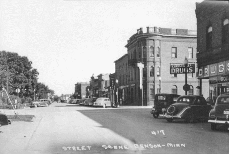 Street scene, Benson Minnesota, 1940's