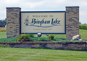 Welcome sign, Bingham Lake Minnesota
