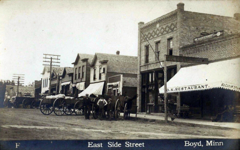 East side of street, Boyd Minnesota, 1910's
