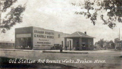 Oil Station and Granite Works, Braham Minnesota, c1920