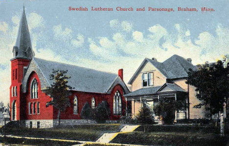 Swedish Lutheran Church and Parsonage, Braham Minnesota, 1916