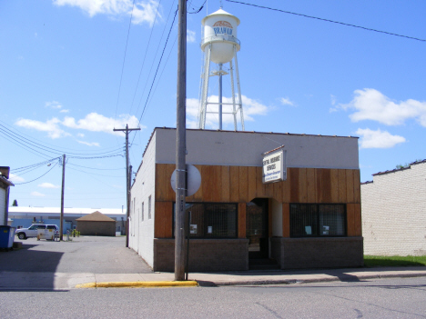 Central Insurance Services with Water Tower in background, Braham Minnesota, 2007