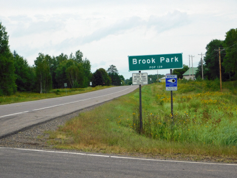 Population sign on State Highway 107, Brook Park Minnesota, 2018