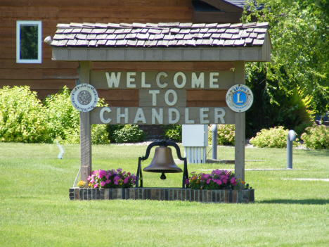 Welcome sign, Chandler Minnesota, 2014