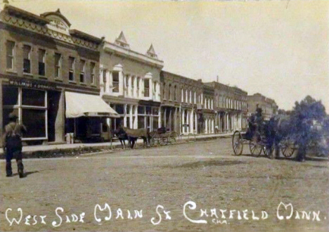 West side of Main Street, Chatfield Minnesota, 1908