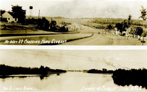 Views of State Highway 33 and the St. Louis River, Cloquet Minnesota, 1940's