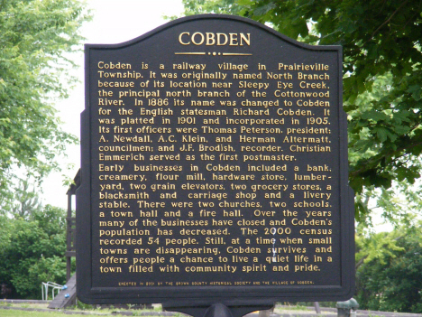Historical marker, Cobden Minnesota, 2011