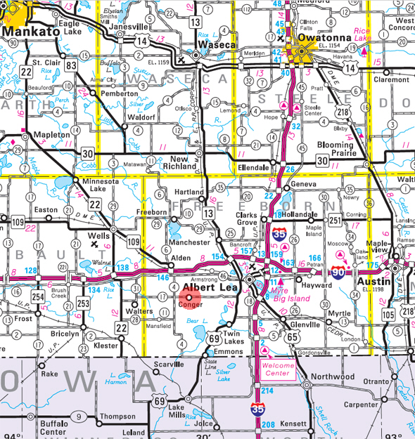 Minnesota State Highway Map of the Conger Minnesota area