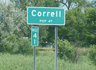 Population sign, Correll Minnesota