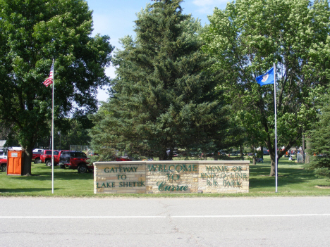 Welcome sign, Currie Minnesota, 2014