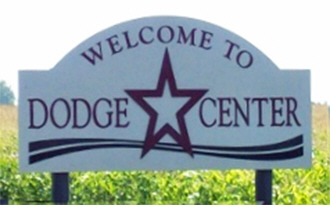 Welcome to Dodge Center sign