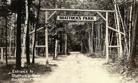 Entrance to Shattuck's Park, Hackensack Minnesota, 1930's