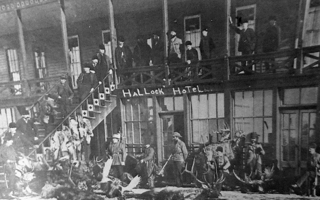 Hallock Hotel, built 1880 burned Christmas Eve 1892