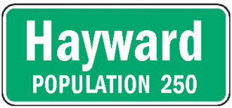 Hayward Minnesota population sign
