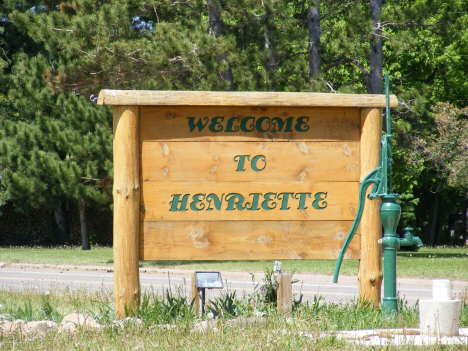 Welcome sign, Henriette Minnesota, 2007