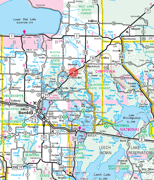 Minnesota State Highway Map of the Hines Minnesota area