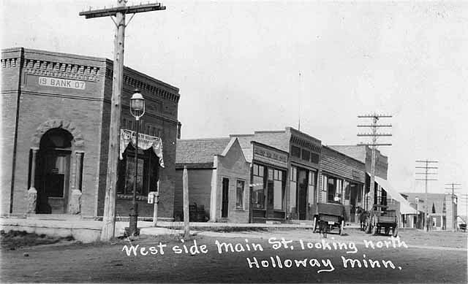 West side of Main Street looking north, Holloway Minnesota, 1910