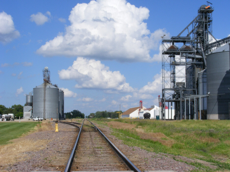 Grain elevators and railroad tracks, Holloway Minnesota, 2014