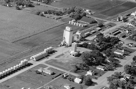Aerial view, Farmers Co-Operative Elevator, Jeffers Minnesota, 1962