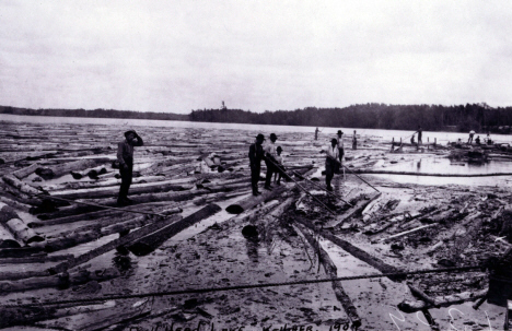 Running logs on Bullhead Lake, Kelliher Minnesota, 1907