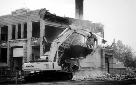 Old school being demolished, Kelliher Minnesota, 1999