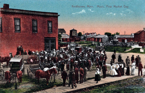Music on First Market Day, Kerkhoven Minnesota, 1910