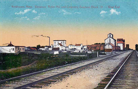 Elevators, Roller Mill and Creamery, Kerkhoven Minnesota, 1910