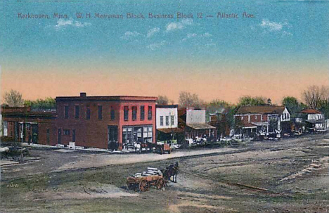 W.H. Merryman Block on Atlantic Avenue, Kerkhoven Minnesota, 1910