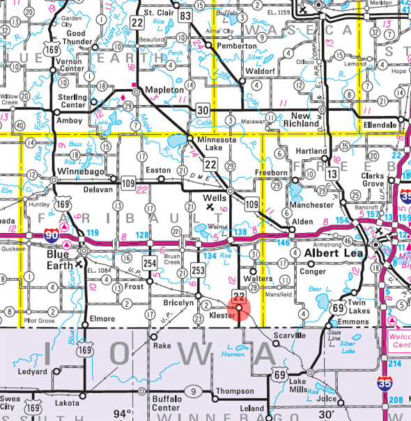 Minnesota State Highway Map of the Kiester Minnesota area