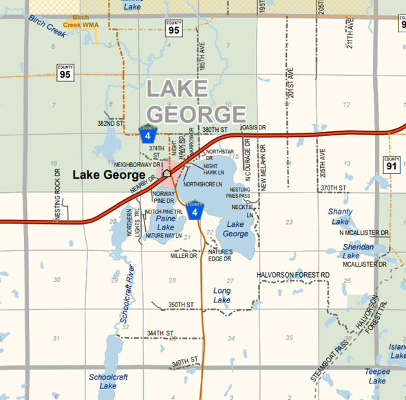 Hubbard County Map of Lake George Township Minnesota