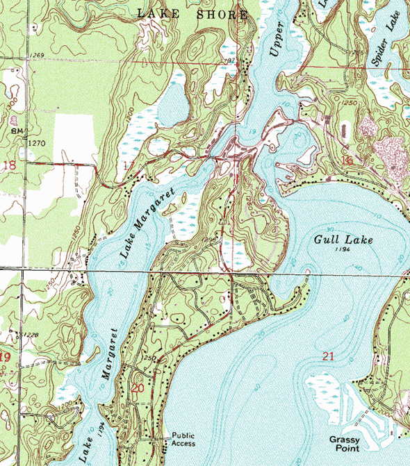 Topographic map of the Lake Shore Minnesota area