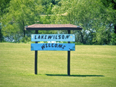 Welcome sign, Lake Wilson Minnesota, 2014