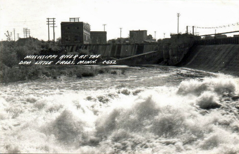 Mississippi River at the Dam, Little Falls Minnesota, 1949