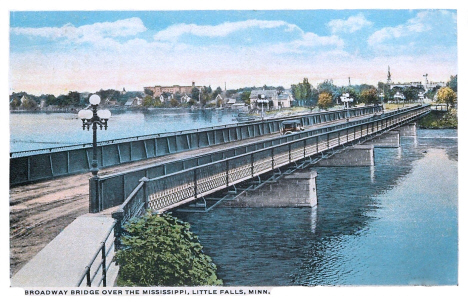 Broadway Bridge over the Mississippi River, Little Falls Minnesota, 1919